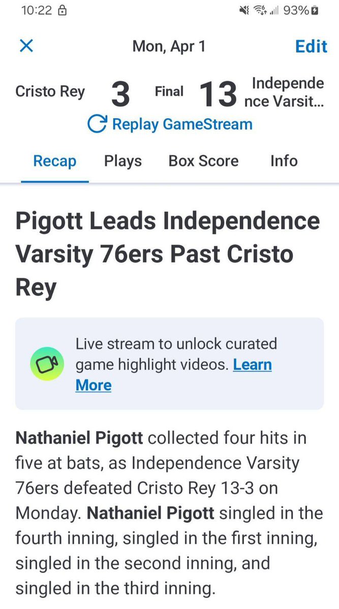 Independence Baseball tweet media