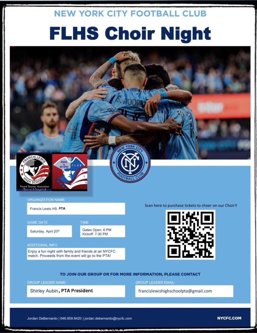 Join the FLHS Community for the FLHS Concert Choir Soccer Night at Citifield!