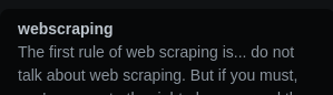 Finally 

I've tried to find a guy on Twitter like him (specialized in webscraping)

I like web scraping, I've built around 20 web scrapers but Idk if I should publish about it

r/webscraping:
'The first rule of web scraping is... do not talk about web scraping'