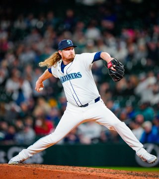 Ryne Stanek throws a pitch during the ninth inning.