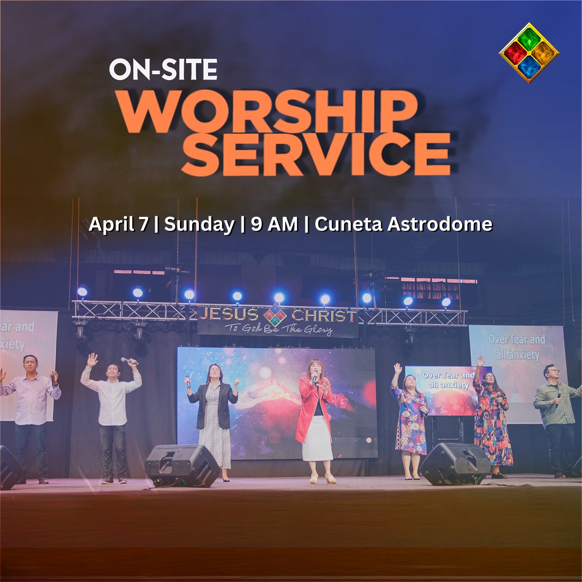 JCTGBTGMain's tweet image. Hear Ye, To God Be The Glorians! Our on-site Worship Service on Sunday, April 7 is at Cuneta Astrodome! We will only have one service beginning at 9 a.m.!

We are excited to see you!

#JCtGbtgMain #OnSiteService #JCTGBTG