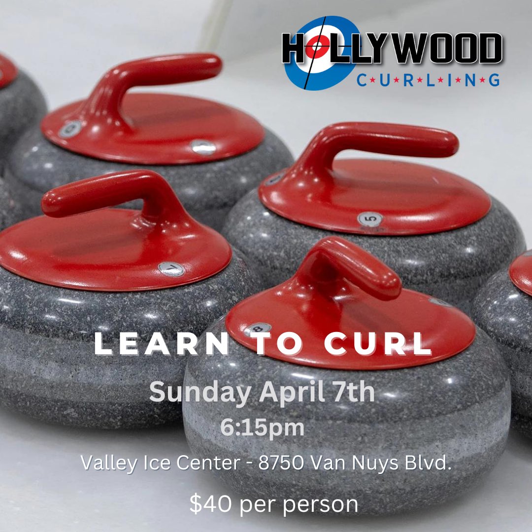 Time to hit the ice and come learn to curl this Sunday at 6:15pm.  More info and registration at hollywoodcurling.org/learn-to-curl/