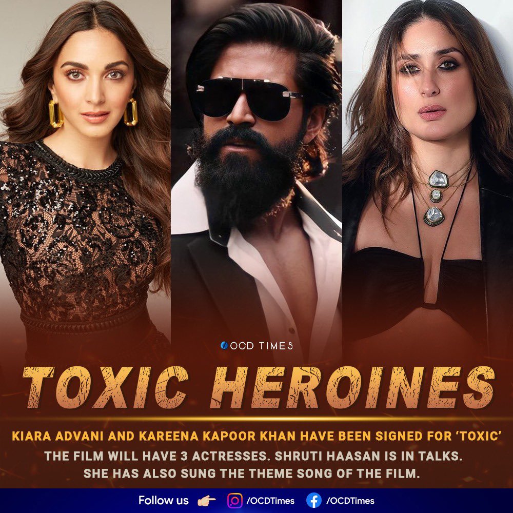 To be directedby acclaimed Malayalam filmmaker Geetu Mohandas (Moothon).
.
#OCDTimes #Yash #Yash19 #GeetuMohandas #KVNProductions #Toxic #KareenaKapoor #KareenaKapoorKhan #KiaraAdvani