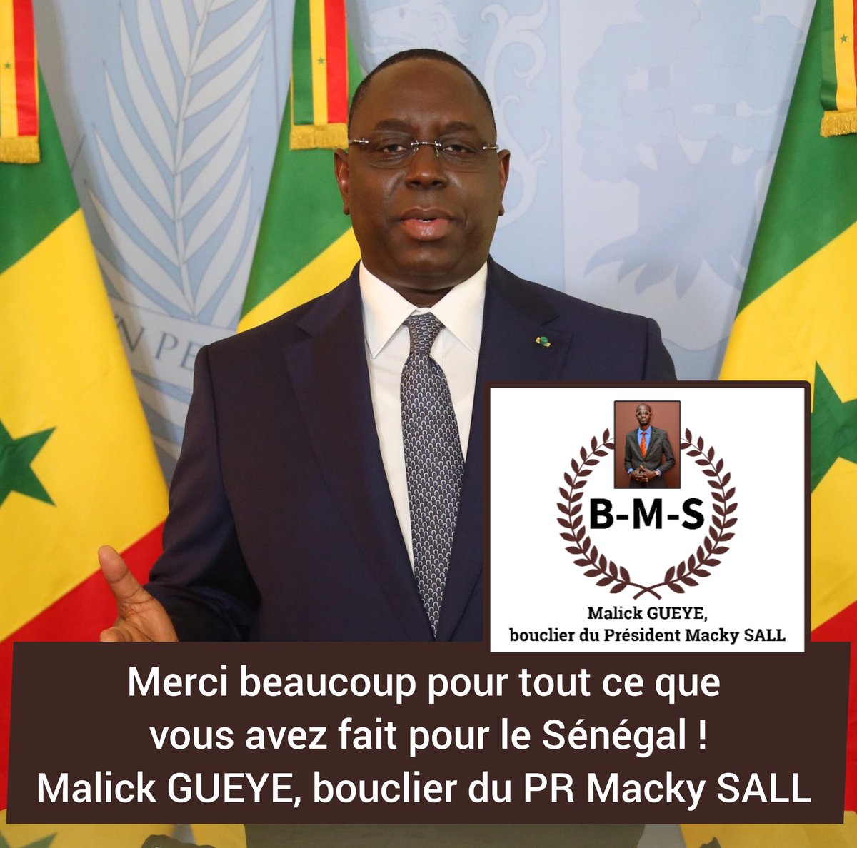 Merci d'avoir fait renaître l'espoir ! Merci d'avoir redoré le blason ! Merci pour ces innombrables réalisations ! Merci #Macky pour tout ce que vous avez fait pour le #Sénégal ! Malick GUEYE, bouclier du PR @Macky_Sall #kebetu @Kebetubot @amadou_ba_ @SonkoOfficiel #Africa