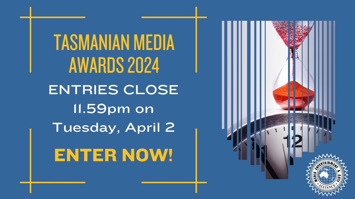 URGENT Last chance to enter the 2024 Tasmanian Media Awards. Full details: meaa.org/meaa-media/sta…