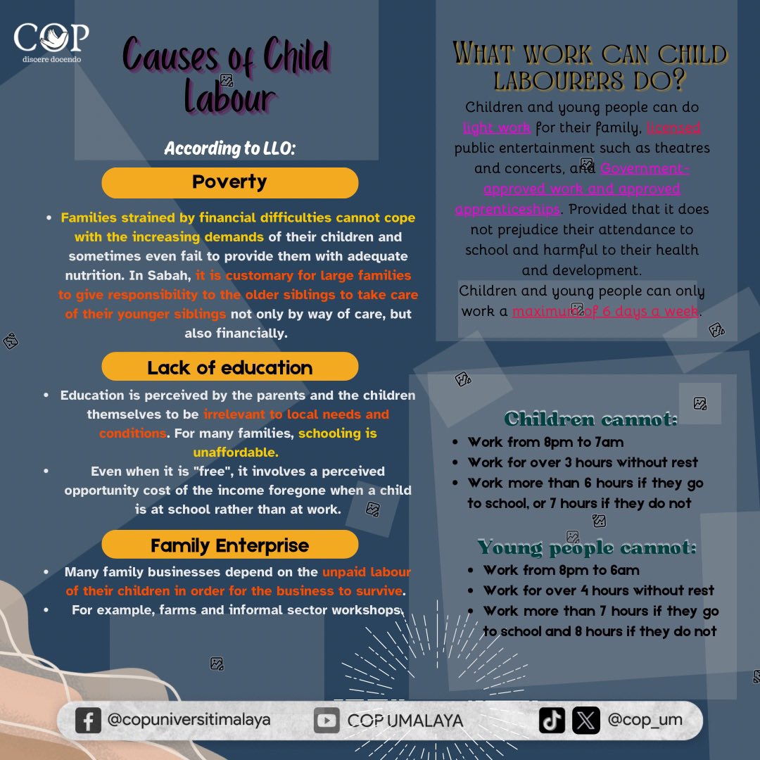 cop_um's tweet photo. [CHILD LABOUR: STOP THE ABUSE]

Child labor deprives children of their childhood for economic reasons. Let's unite to protect their rights and dignity, aiming for a future free from exploitation 💪 

#copfam2324 #disceredocendo #copBES #learningthroughteaching #cop4lyfers https://t.co/AuoxaOEFwa