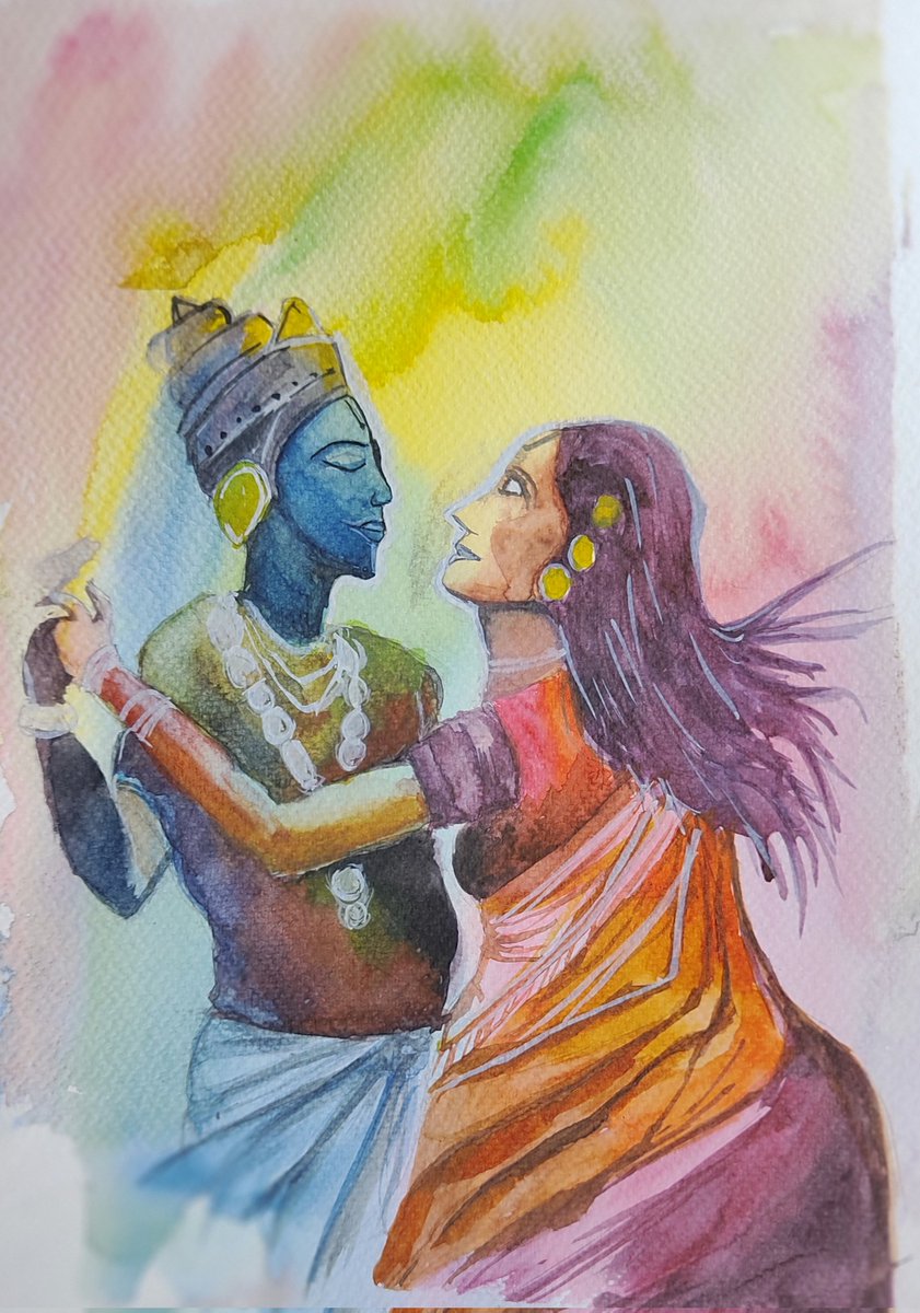 Happy Belated Holi! #Holi #RadhaKrishna #KrishnaRadha #watercolor #Watercolour