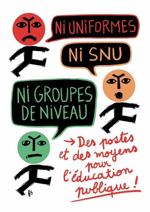 En grève ce #2avril contre le #ChocdesSavoirs mais aussi en Seine-Saint-Denis pour le #PlandUrgence93 ✊🏽

Pour l'école publique, On veut des moyens, pas du tri social, pas de SNU, pas d'uniformes 🤬