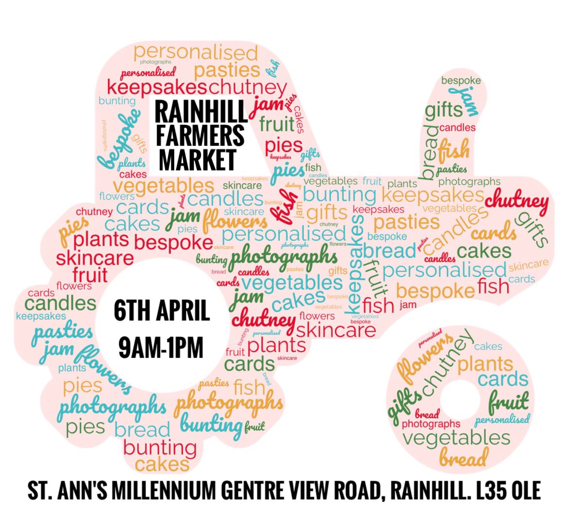 This Saturday is the Rainhill Farmers Market with Artisan Gifts and Food. Pop along and support some independent businesses and have a wander into the village. 9am-1pm.