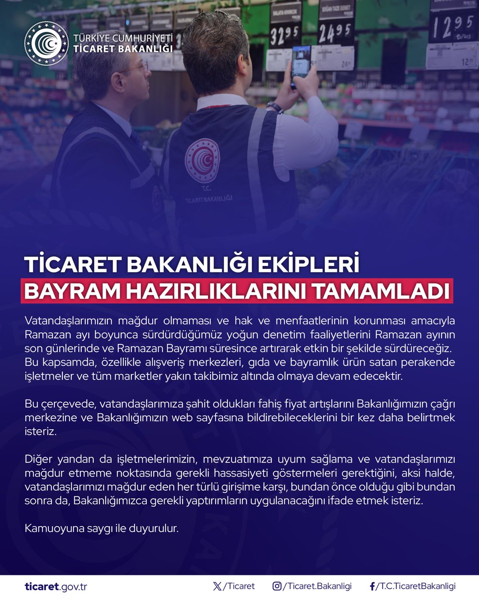 Ticaret Bakanlığı Ekipleri Bayram Hazırlıklarını Tamamladı (02.04.2024)