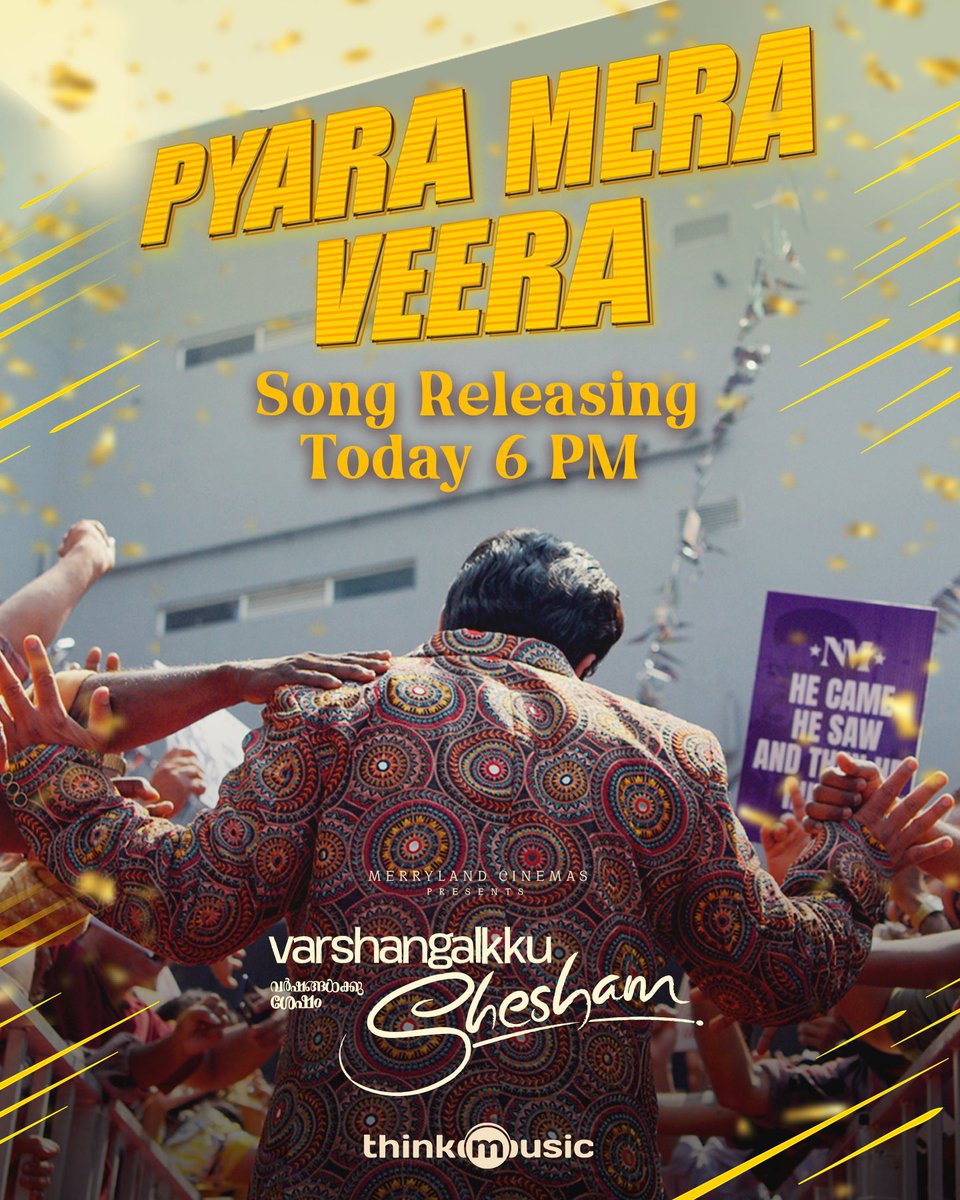 #PyaraMeraVeera song from #VarshangalkkuShesham is releasing today at 6 pm.

#NivinPauly #Mollywood #CinemaUpdate