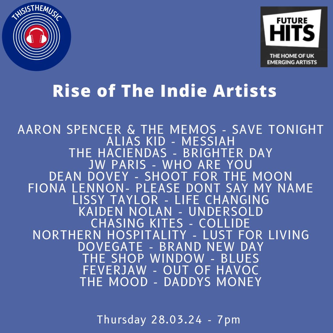 Latest show on demand right now! @TheMoodBandUK @aliaskid @HaciendasThe @jwparismusic @deandoveymusic @fiona_lennon @LissyTaylor17 @KaidenNolan @chasingkites1 @Northernhosband @Dovegate_music @TheShopWindow1 @feverjaw @TheMoodBandUK mixcloud.com/futurehitsradi… #radio #NewMusic