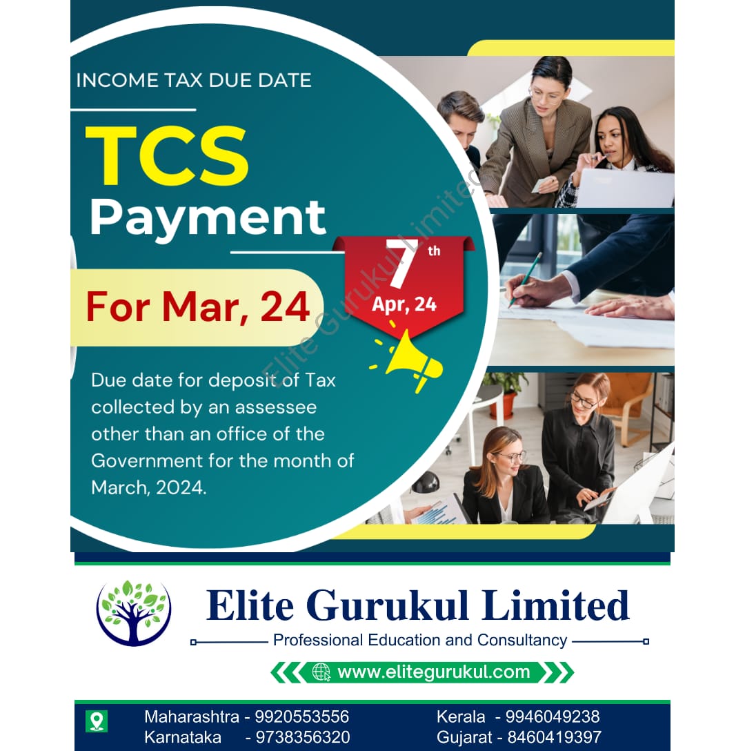 EliteGurukul's tweet image. TCS Payment
 #TCSPayment
#TaxCollection
#IncomeTax
#Taxation
#FinancialPlanning
#TaxCompliance
#TaxRegulations
#FinancialManagement
#TaxPayment
#TaxAuthorities