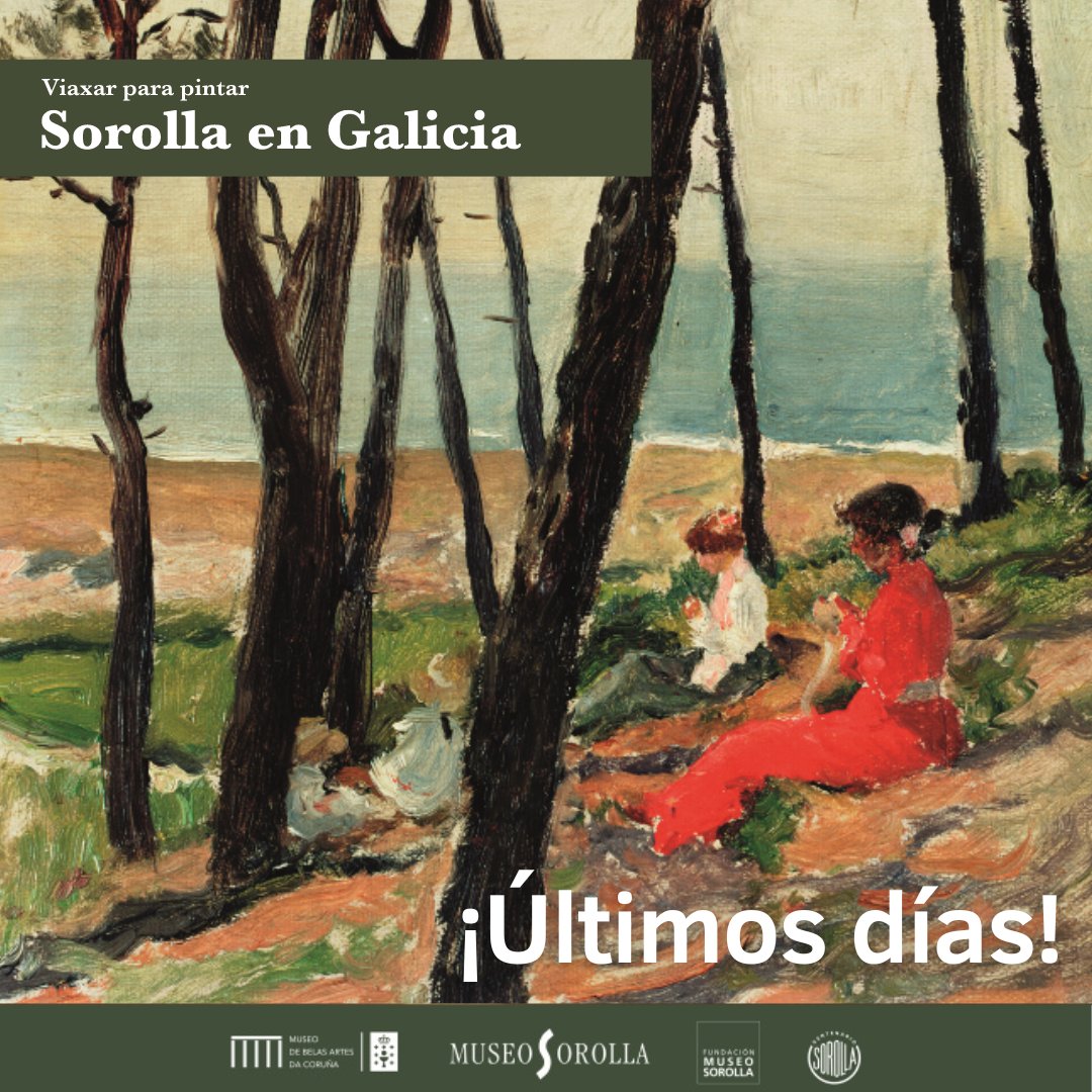 📣 ¡ÚLTIMOS DÍAS!📣 👉 El domingo despedimos la #exposición “Viajar para pintar. #Sorolla en Galicia”, organizada en colaboración con el @MuseoSorolla y la Fundación Museo Sorolla. ¡No os la perdáis! 🗓️ Hasta el 7 de abril 📌 Sala de exposiciones temporales #CentenarioSorolla