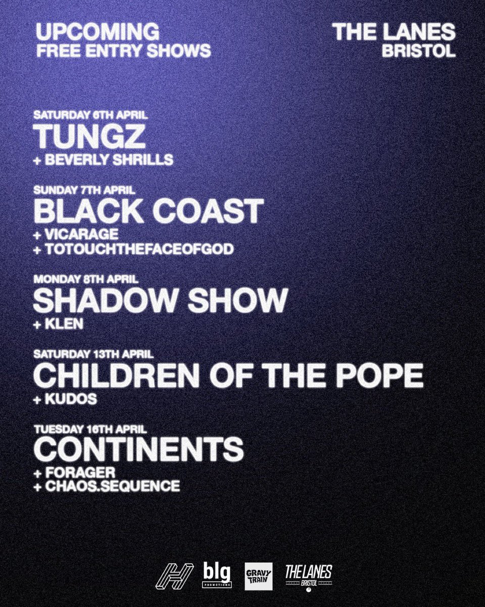 UPCOMING FREE ENTRY SHOWS

Free tix - linktr.ee/blgpromotions