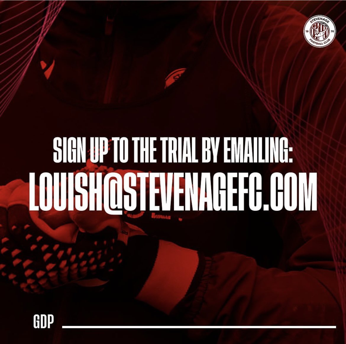🚨GDP Trials 🚨 If you are aged between 16-19 years old and are interested in studying and training full time please email louish@stevenagefc.com or visit borotickets.com regarding signing up for the trial on 9th April.