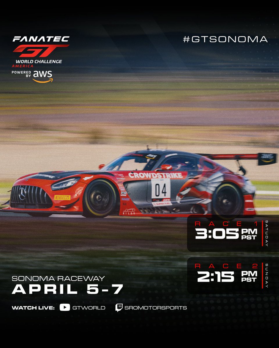 Be sure to tune in to the season opener of the Fanatec GT World Challenge America at Sonoma Raceway, also this weekend! 😍 @gtworldcham #GTWorldChallenge #Fanatec