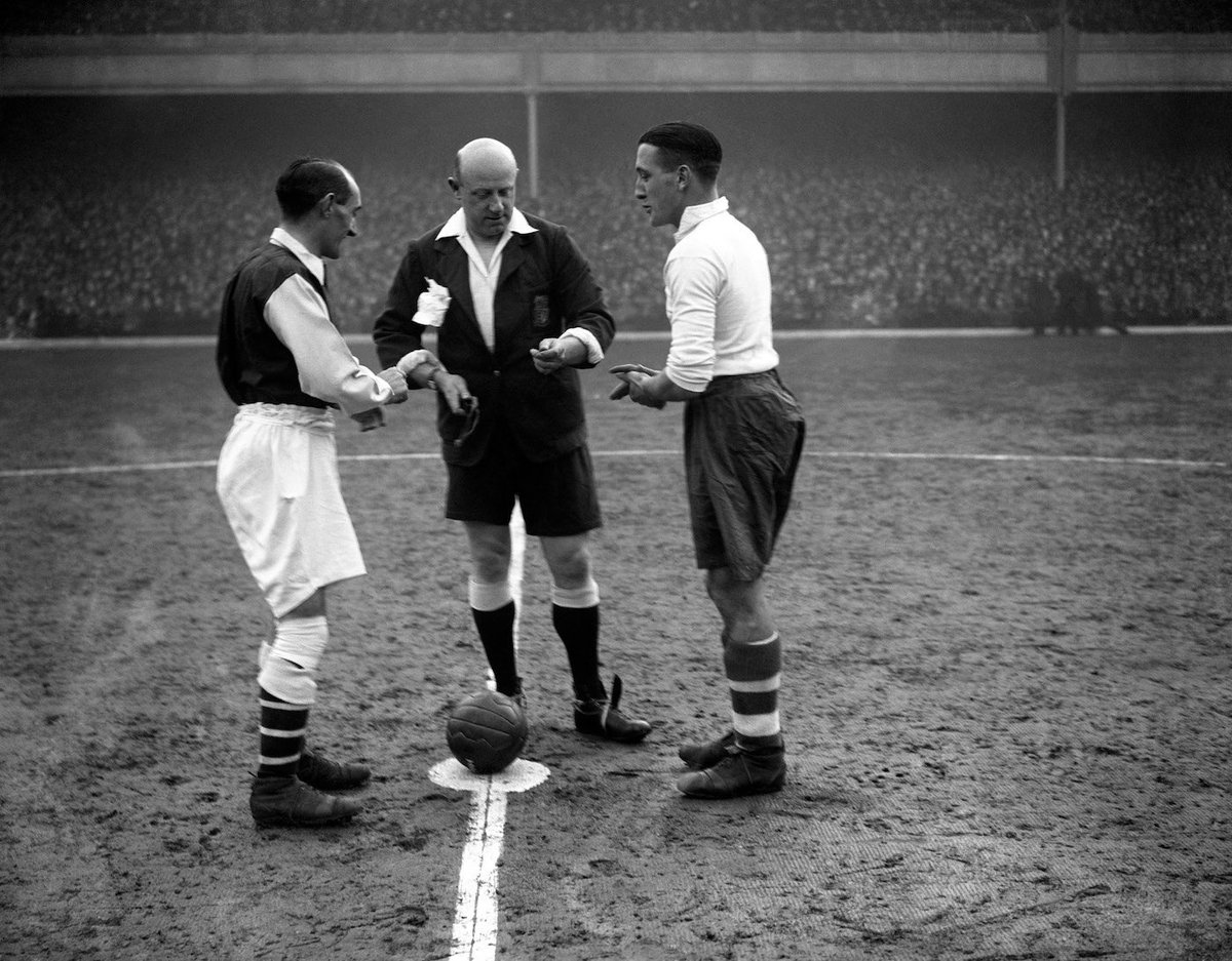 Charlie Jones and the great Arthur Rowe - Arsenal v Spurs, at Highbury, 31st January 1934. Spurs won 1-3. Welsh international Jones was 34 and it was his last season with the gunners.