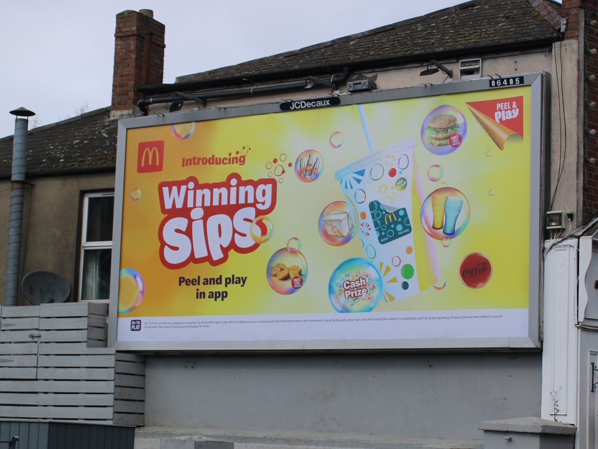 Get peeling for that winning feeling 🏆 @McDonaldsIRL is back on OOH with 'Winning Sips' across high-impact formats in retail and transit environments. Peel on pack, reveal your code & play in the app to win! ✍️@ZenithIreland @LeoBurnettUK Source OOH #BeMoreNow #IRLtoURL