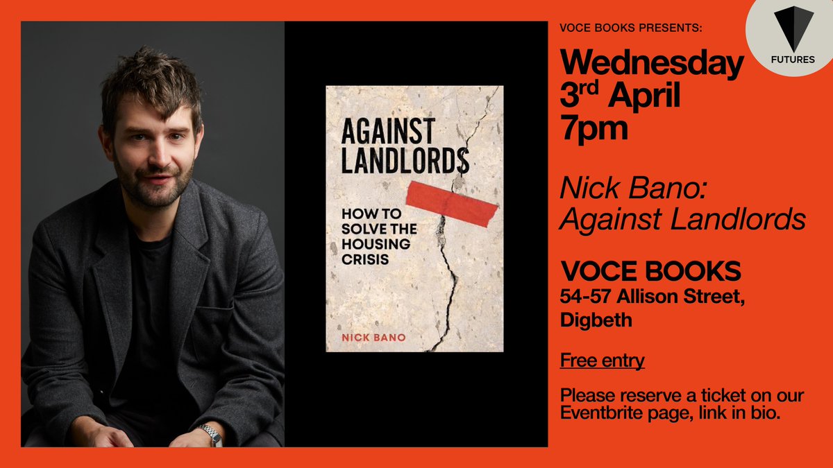 🗣️ Only a couple of tickets remaining to join author @NickBano & journalist @danielcave_ on a deep dive into one of the most pressing issues of our times as explored in Nick's vital @VersoBooks study, 'Against Landlords' 🎟️ Last tickets free to reserve from the link in bio.