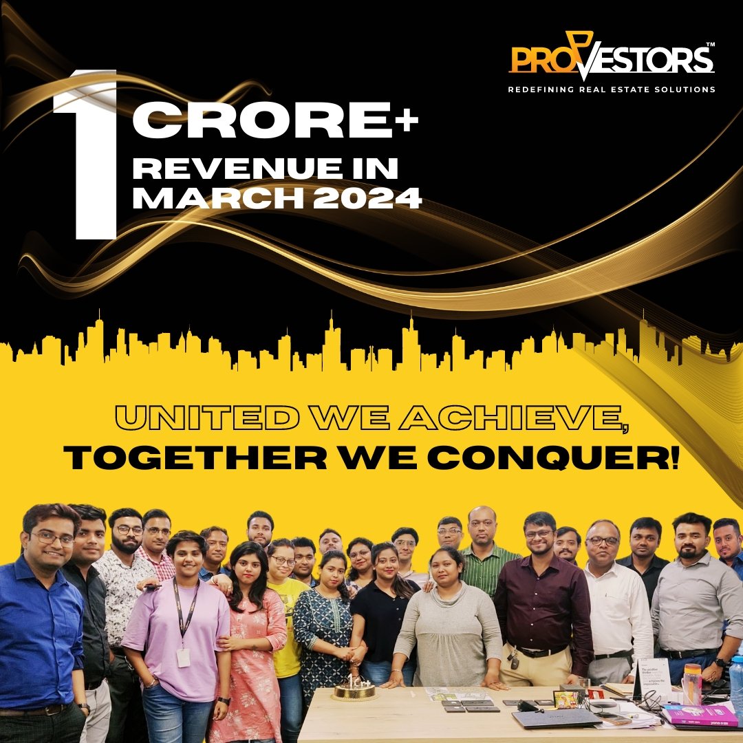 Delighted to share that Propvestors has surpassed the 1 CRORE revenue milestone in a month! 🎉🚀 A huge thank you to our dedicated team & valued clients who have been instrumental in our success. Here's to continued growth and prosperity! #propvestors #growth #gratitude #1crore