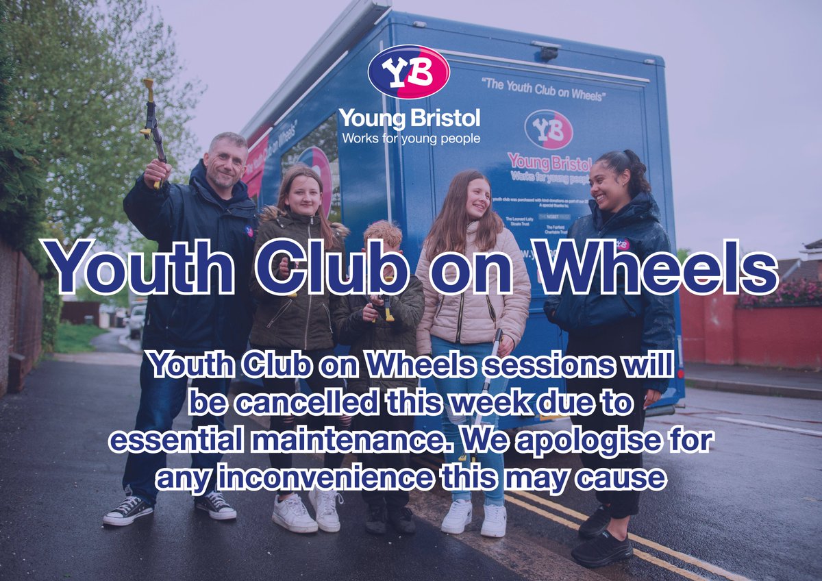 🚨IMPORTANT NOTICE!🚨 Our Youth Club on Wheels sessions will be cancelled this week due to essential maintenance. We apologise for any inconvenience this may have caused.
