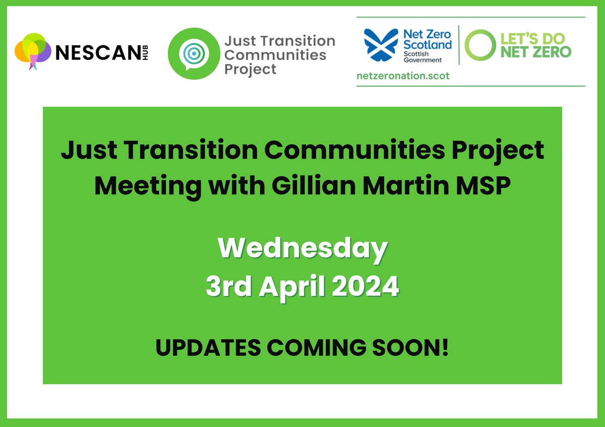 We're looking forward to the opportunity to host Gillian Martin MSP for an in-depth discussion on the #JustTransitionCommunitiesProject and to explore the next steps together. @ScotGovNetZero Find out more here: nescan.org/just-transitio… #NetZeroScotland #ClimateChange