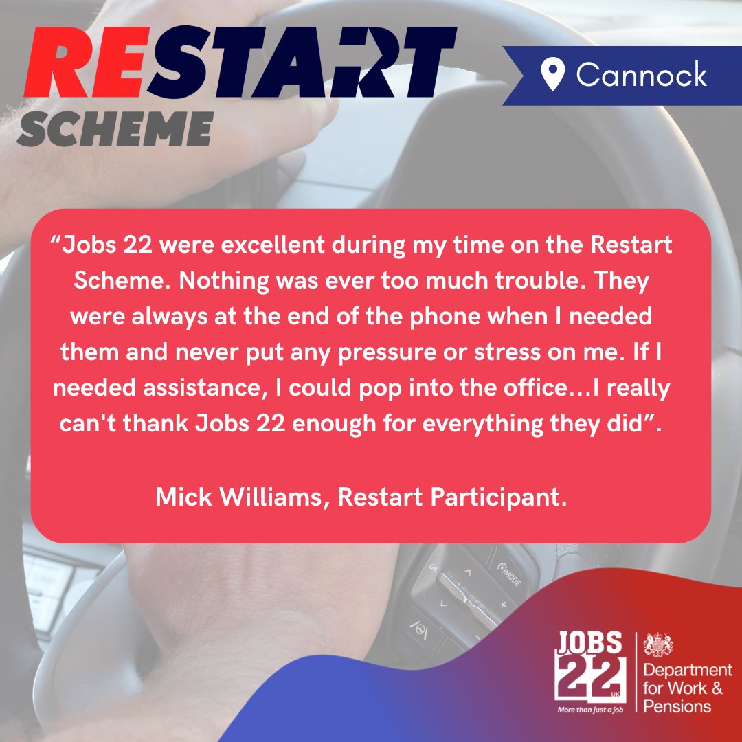Meet Mick. Jobs 22 Cannock team's support helped him overcome his barriers, build confidence, and upskill with industry-relevant courses. Mick is enjoying his new role and showing unbelievable confidence. 
#RestartScheme #Morethanjustajob #Jobs22
