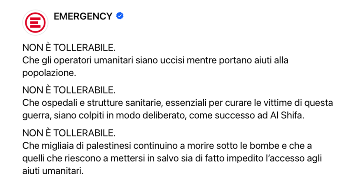 emergency_ong's tweet image. NON È TOLLERABILE. #Gaza #laguerraè