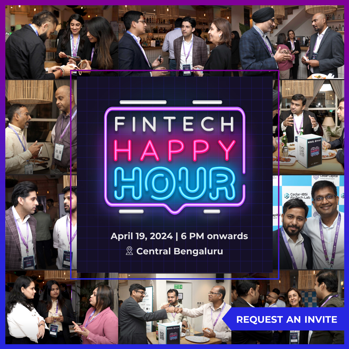 #Bengaluru, gear up for Cedar-IBSI FinTech Happy Hour! 
Get access to: 
🤝 VC insights 🧠 BankTech strategies 🔗 Industry connections 🌐 FinTech partnerships

🗓️ Apr 19, 2024 | 🕕 6 PM | 📍 Central Bengaluru
Register: lnkd.in/dxxeyWst