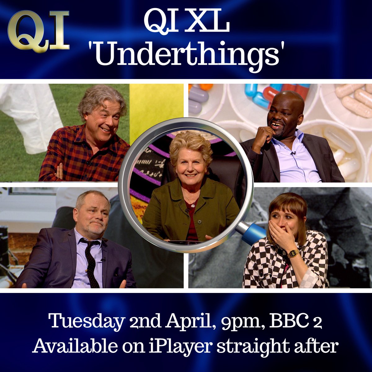 qikipedia's tweet photo. Word of the Day: KALSARIKÄNNIT (Finnish) - To get drunk at home in your underwear.

On tonight's episode of QI we're looking at UNDERTHINGS with Sandi, Alan, @MaisieAdam, @dalisochaponda and @TheRealJackDee!

BBC Two at 9pm and iPlayer straight after. https://t.co/2jFB5UbsU6