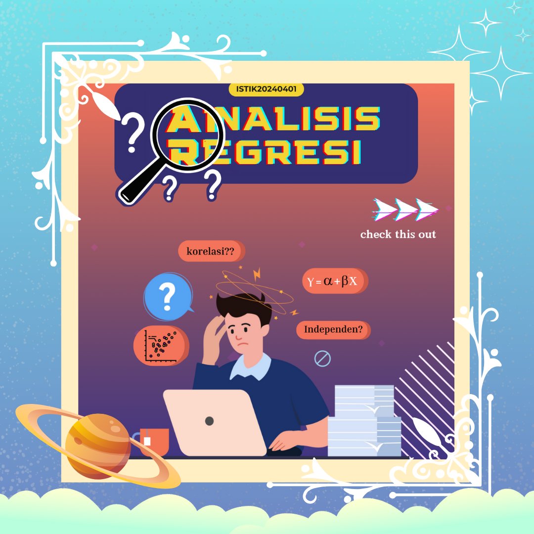 forkas_stis's tweet photo. 📊ISTIK (Istilah Statistik)📊

Halo Forkas Star🌟
Pada kesempatan hari ini, kita mau berbagi informasi yang berkaitan dengan salah satu topik seputar statistika, yaitu materi mengenai Analisis Regresi. Mau tahu? Langsung cek aja, kuy!🤩 https://t.co/lUZaflgXxW