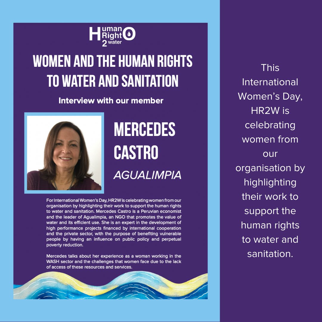 Water and sanitation issues will have a bigger burden on women and vulnerable populations. We interviewed Mercedes for our collaboration of International Women’s Day and World Water Day, see what she had to say on women and water here: humanright2water.org/wp-content/upl…