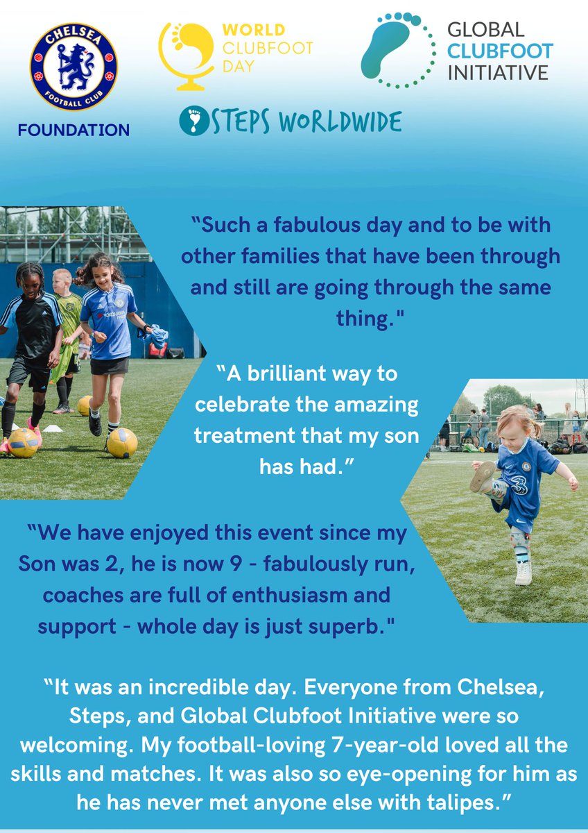 Looking for a day filled with football, fun! Join us and on Saturday 8 June, for an unforgettable World Clubfoot Day celebration at Chelsea FC 's Training Ground in Cobham, Surrey. Book your tickets today at ow.ly/yUY850QYM2L.