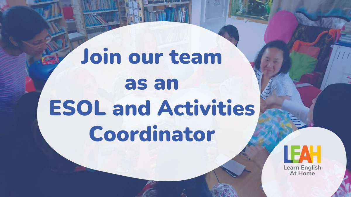 📢Exciting Opportunity Alert! ⭐️Join our team as an ESOL and Activities Coordinator. 🌎Make a difference by empowering adults facing language barriers. 🗓️Closing date 19 April Visit bit.ly/LEAHvacancies to find out more. #LondonJobs #ESOL
