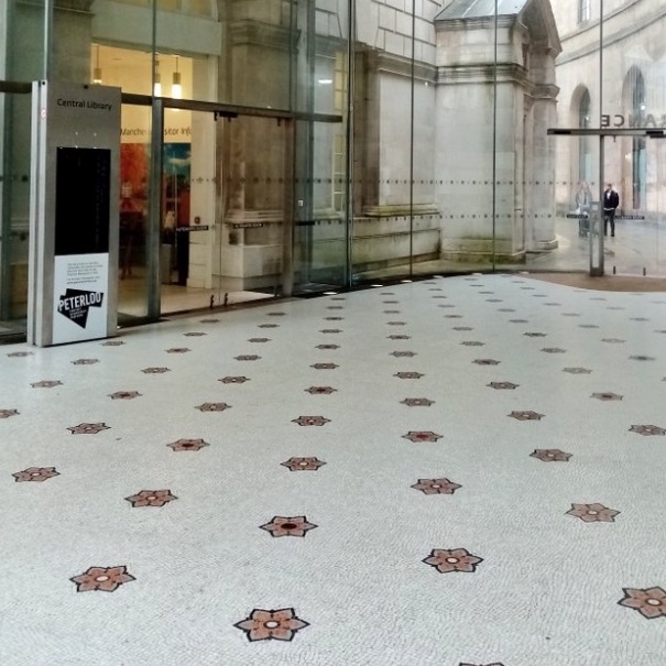 Some hidden gems from the city centre for #TilesOnTuesday
1. Victoria baths 
2. pevril on the peake
3. Rib street, street sign, northern quarter
4. The floor of Manchester Library