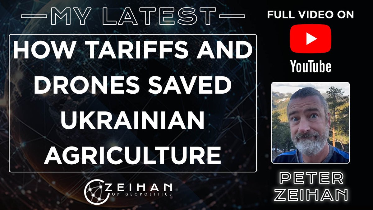 Ukrainian agricultural exports are finally having the boot lifted from their throats thanks to new tariffs on certain goods in the EU and Ukraine's adoption of water based drones. Full Newsletter: mailchi.mp/zeihan/how-tar…