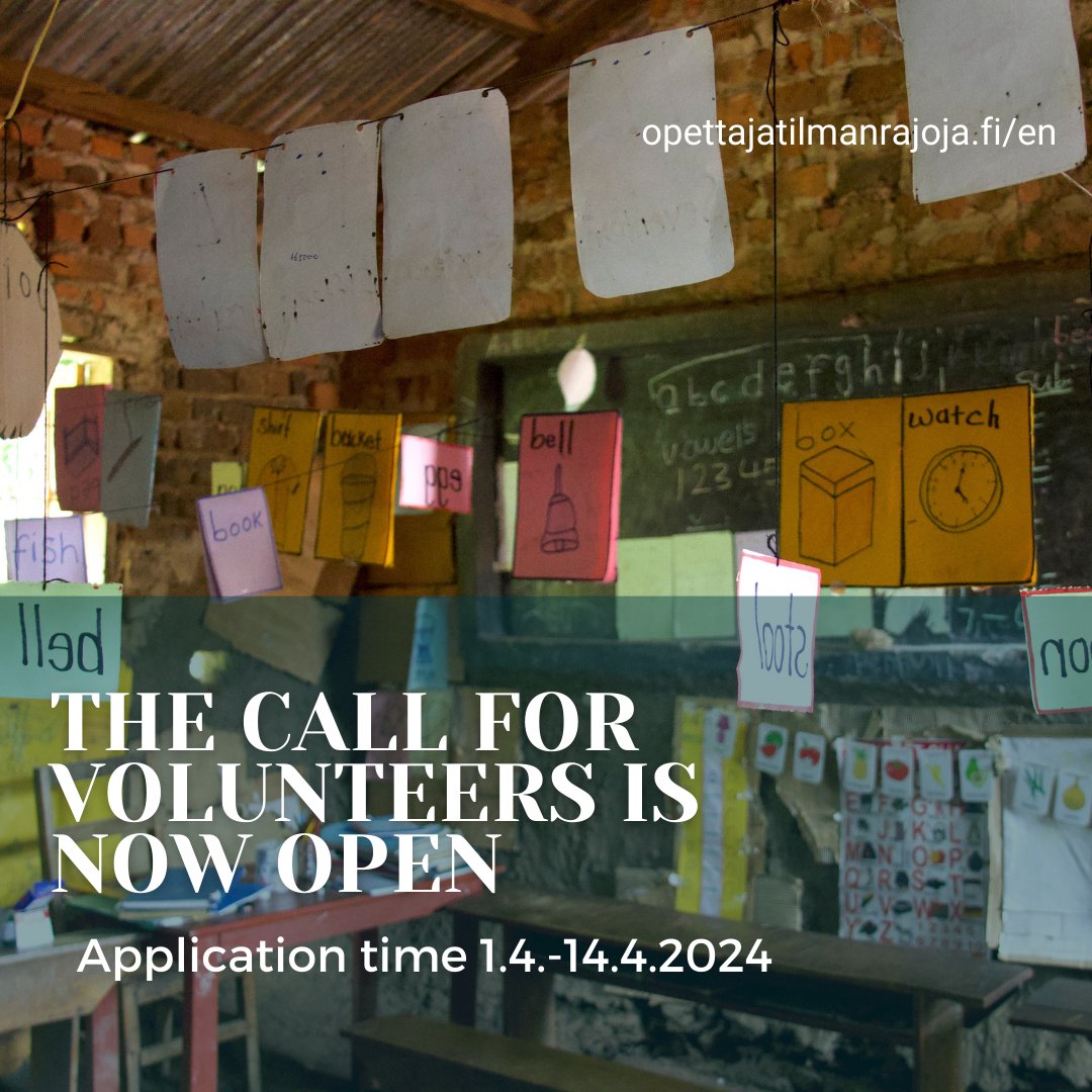 Are you interested in volunteering for development cooperation in the field of education?
We are looking for motivated teachers and education experts with experience in the Finnish education sector to join our network!
Apply by 14.4. opettajatilmanrajoja.fi/en/becomeavolu…