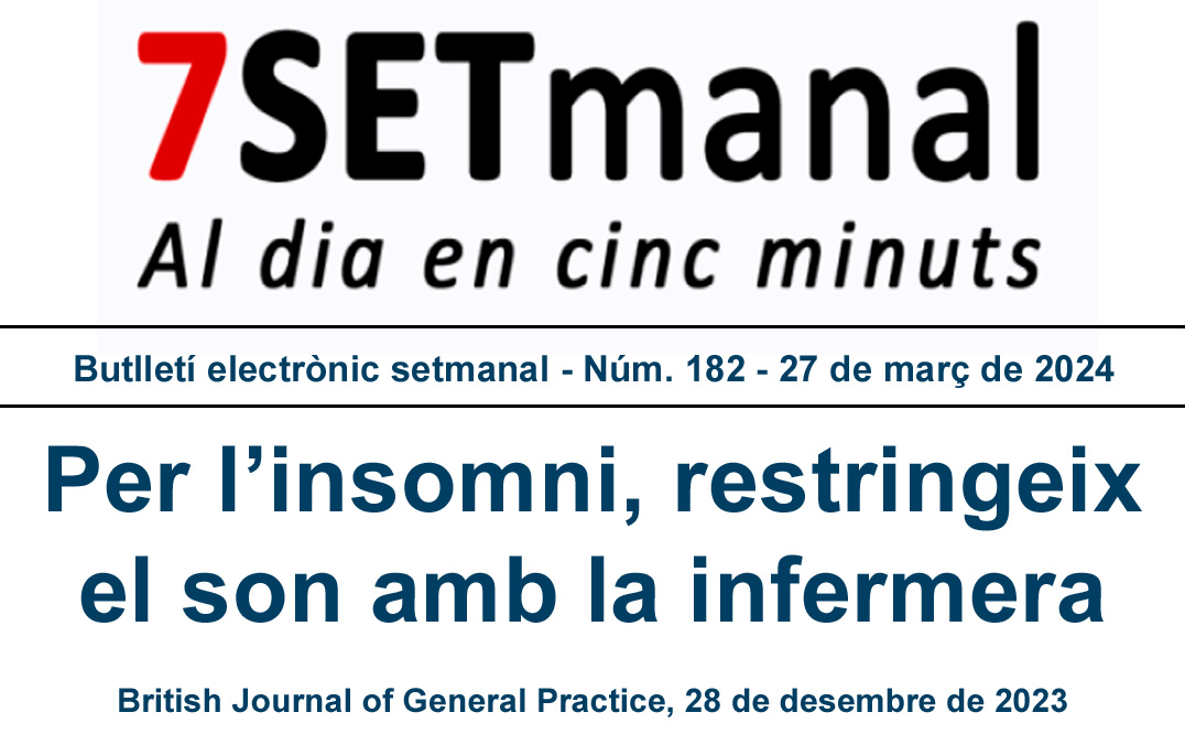 💤 “Per l’insomni, restringeix el son amb la infermera”, nou article del #7SETmanal! 

📱 Ja està disponible a i.mtr.cool/gxdawyymwn