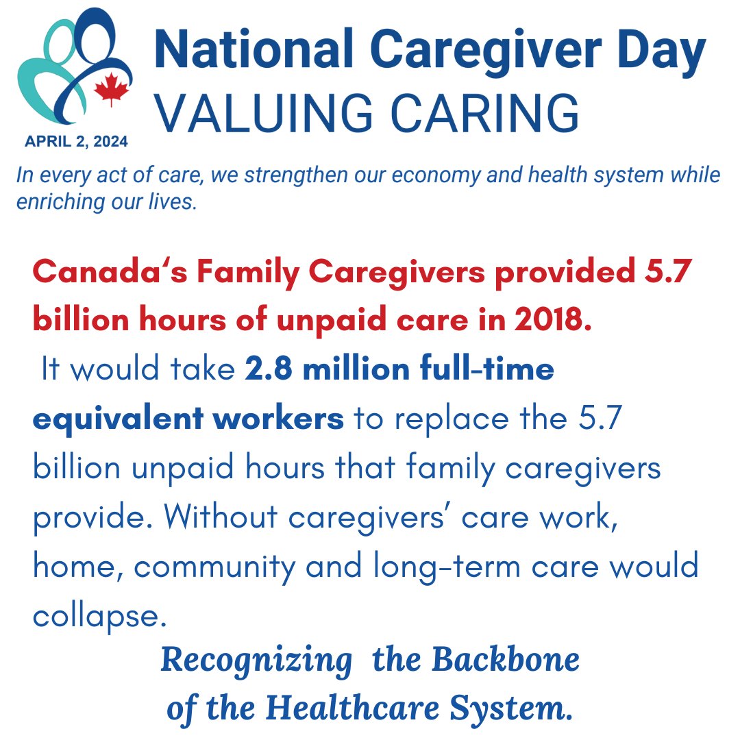 Today, April 2, 2024  is Canada's National Caregiver Day.  Let's recognize caregiver's value. bit.ly/3yCh735