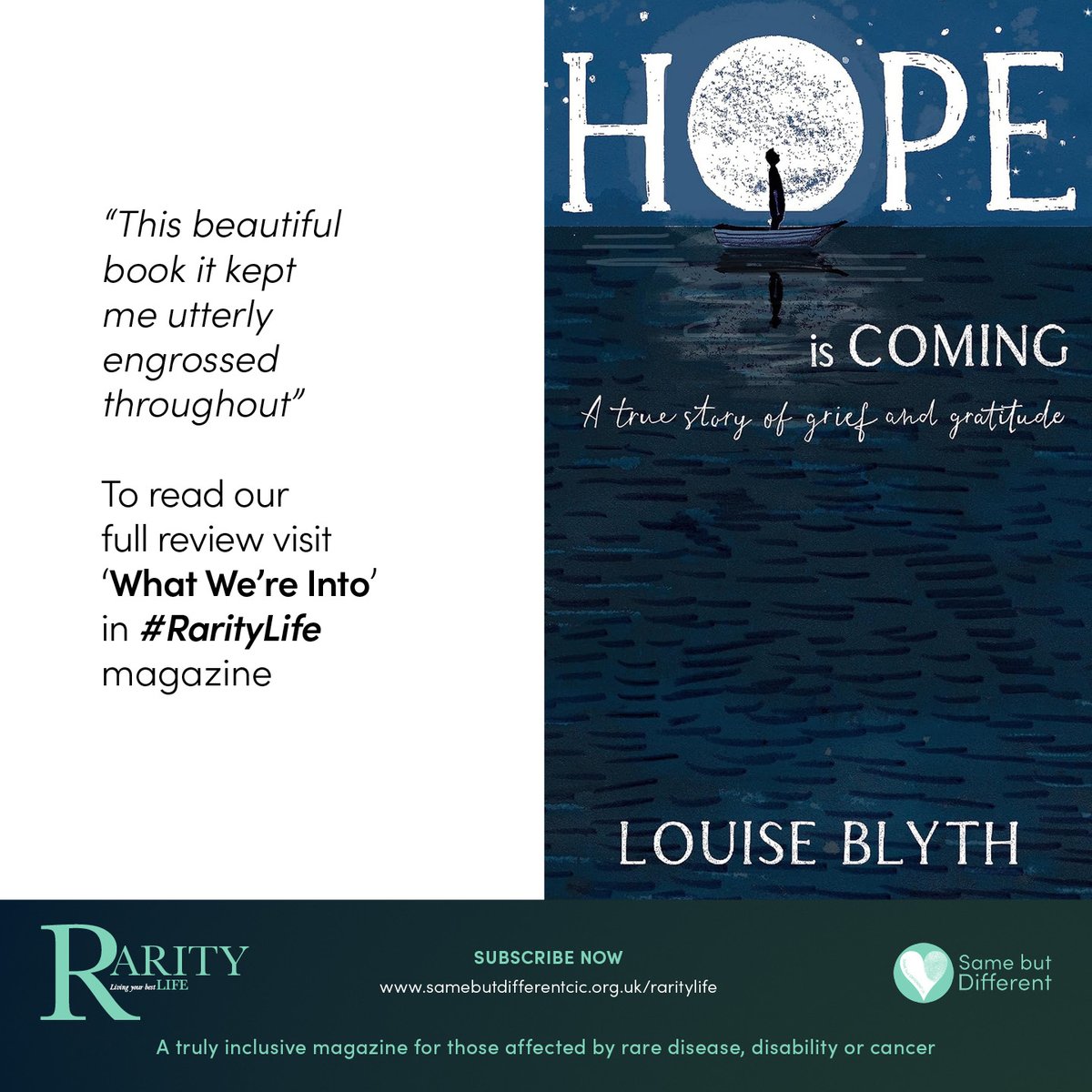 “How can you lose the love of your life, but gain the greatest love you can ever know?” Louise Blyth To read our latest book review in the regular ‘What We’re Into' feature visit #RarityLife below: samebutdifferentcic.org.uk/raritylife #cancer #grief #nationallottery @blyth_louise