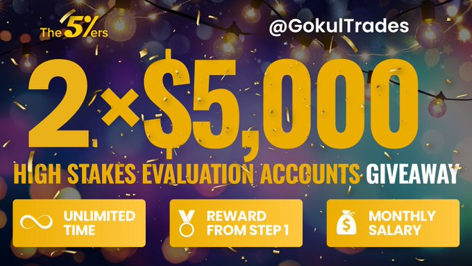 🚨Giveaway alert 🚨

2x5K High stakes account 🥂

To Enter ♥️

 1) Follow @GokulTrades @the5erstrading

2) Vote for 5ers 
propfirmmatch.com/favorite-firms 

3)Signup using
 the5ers.com/?ref=69890

 4)Must Follow @santhxsh @DevaOfcl @BySalFx @sinatraa_fx @Minato_MMXM @EasyEquity01