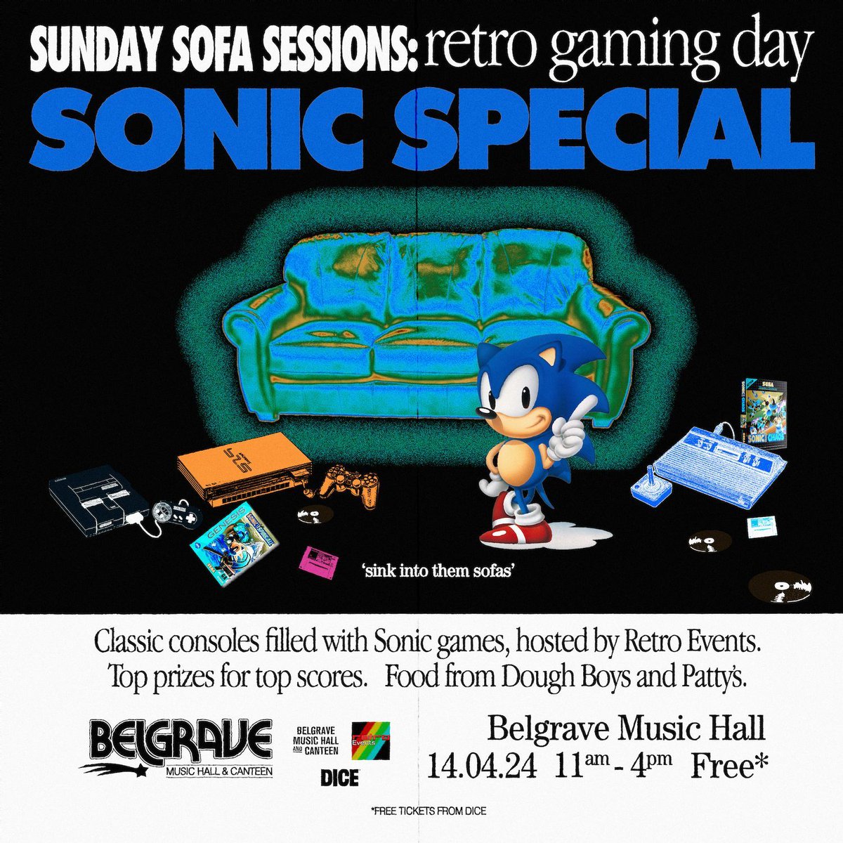 A gentle reminder that our pals over at Retro Events are returning to the The Music Hall, next week for a Sonic special, featuring Sonic the Hedgehog games from over the years! Free tickets available on @dicefm. buff.ly/3vuCOTo