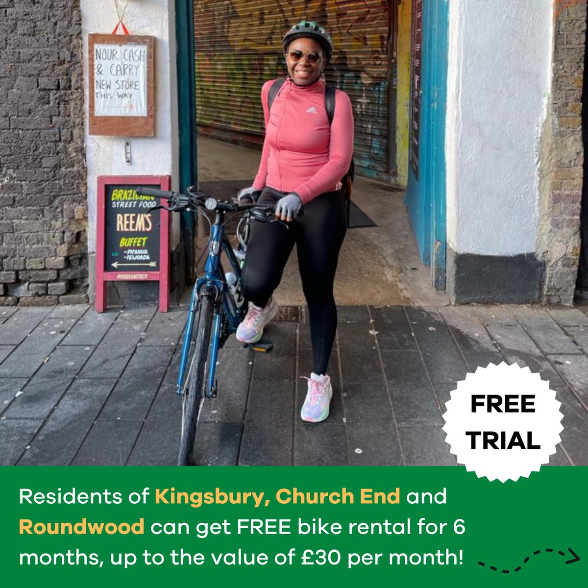 Meet Liliane - one of our Cycle Influencers Brent residents like Liliane from one of the Green Neighbourhoods- Kingsbury, Church End or Roundwood can get a FREE bike for 6 months, through the Try Before You Bike scheme. Use code: togethertowardszero peddlemywheels.com