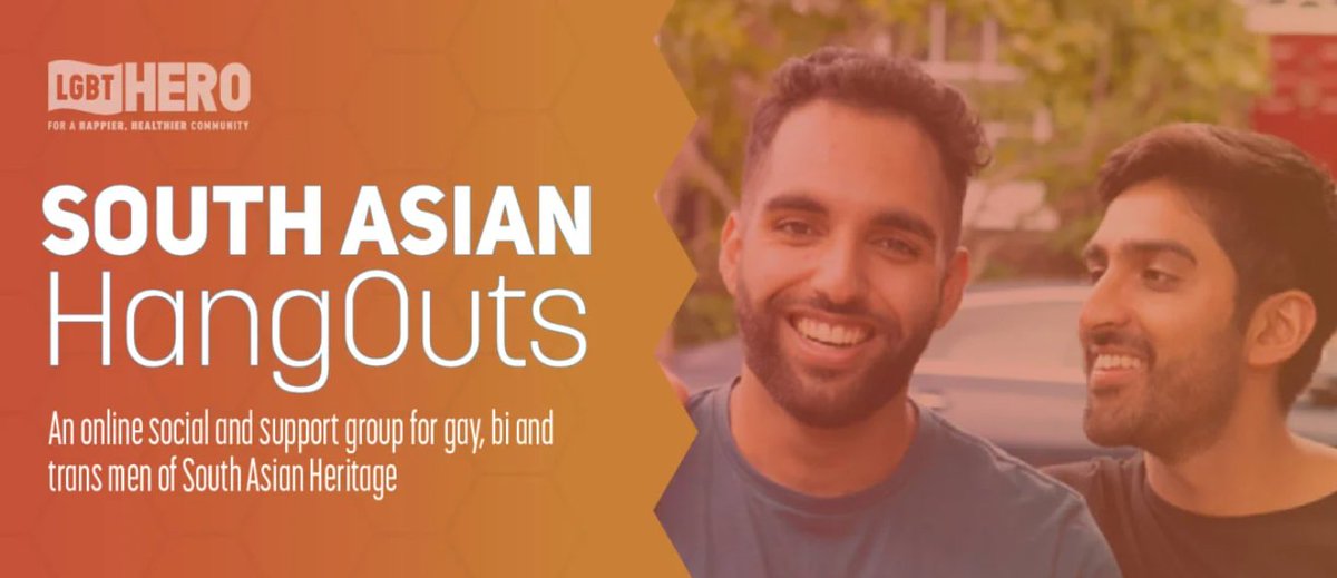 Tonight - 7:00PM South Asian HangOuts: Managing Anxiety Join our online group on Zoom for gay, bi and trans men who live in the UK and who have South Asian heritage. What is anxiety? When does it show up for you? Book your free ticket below 👇 lgbthero.org.uk/Event/south-as…