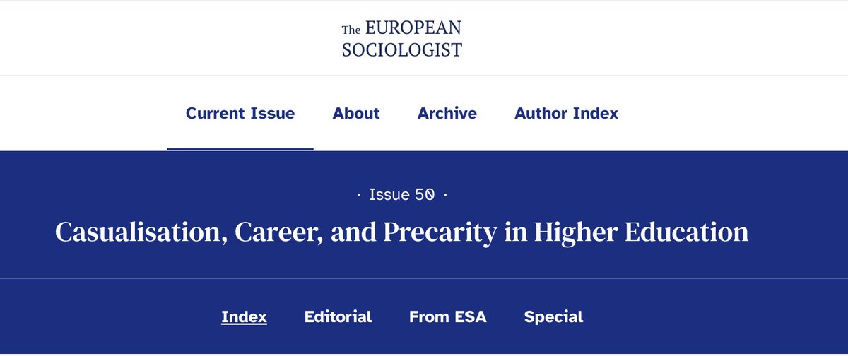 🎉 Issue 50 of The European Sociologist is here! Featuring a special on 'Casualisation, Career & Precarity in Higher Education.' The conversation will continue at the 16th ESA Conference in Porto. Remember that the Early bird ends April 9th! bit.ly/45iwryb