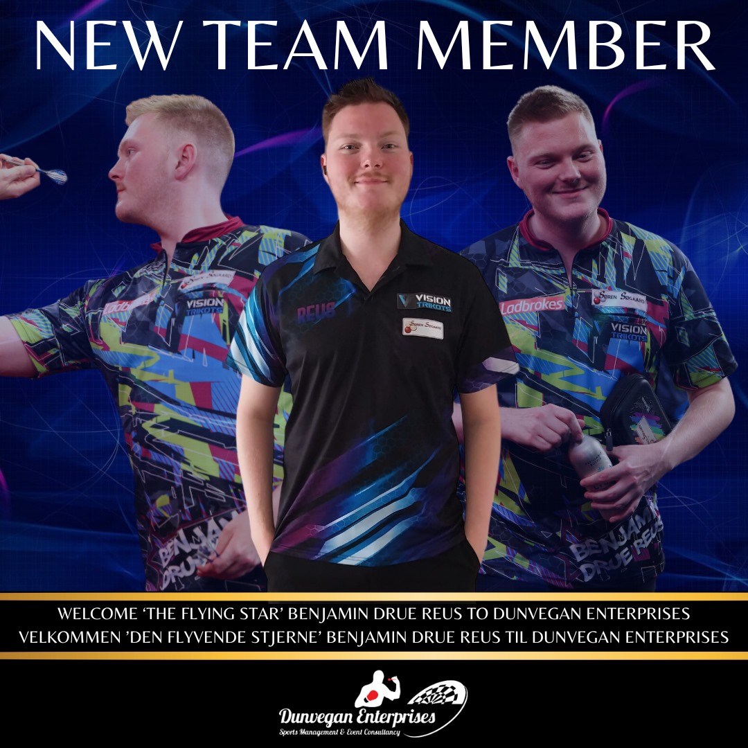 NEW PLAYER ANNOUNCEMENT We are absolutely delighted to welcome 'The Flying Star' Benjamin Drue Reus @DrueReus to our team. The Dane burst onto the scene with a 114 avg at the World Cup in 2023, won a Tour Card for the first time ahead of the 2024 season. Velkommen, Benjamin!