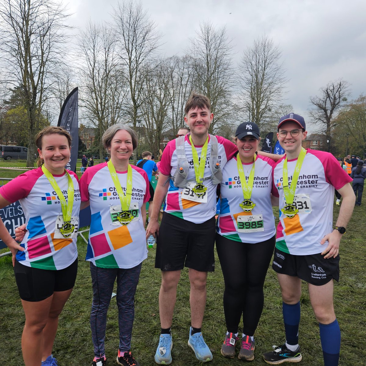 CGHospCharity's tweet photo. They did it!! Our Radiotherapy Team took on the Gloucester Half Marathon this Easter Sunday to raise funds for their department🎉

Emma, Abi, Mike, Danielle, Ellie and Niall all said it was a fantastic experience and loved being part of #TeamNHSGlos (1/2) https://t.co/LKDPylzYD8