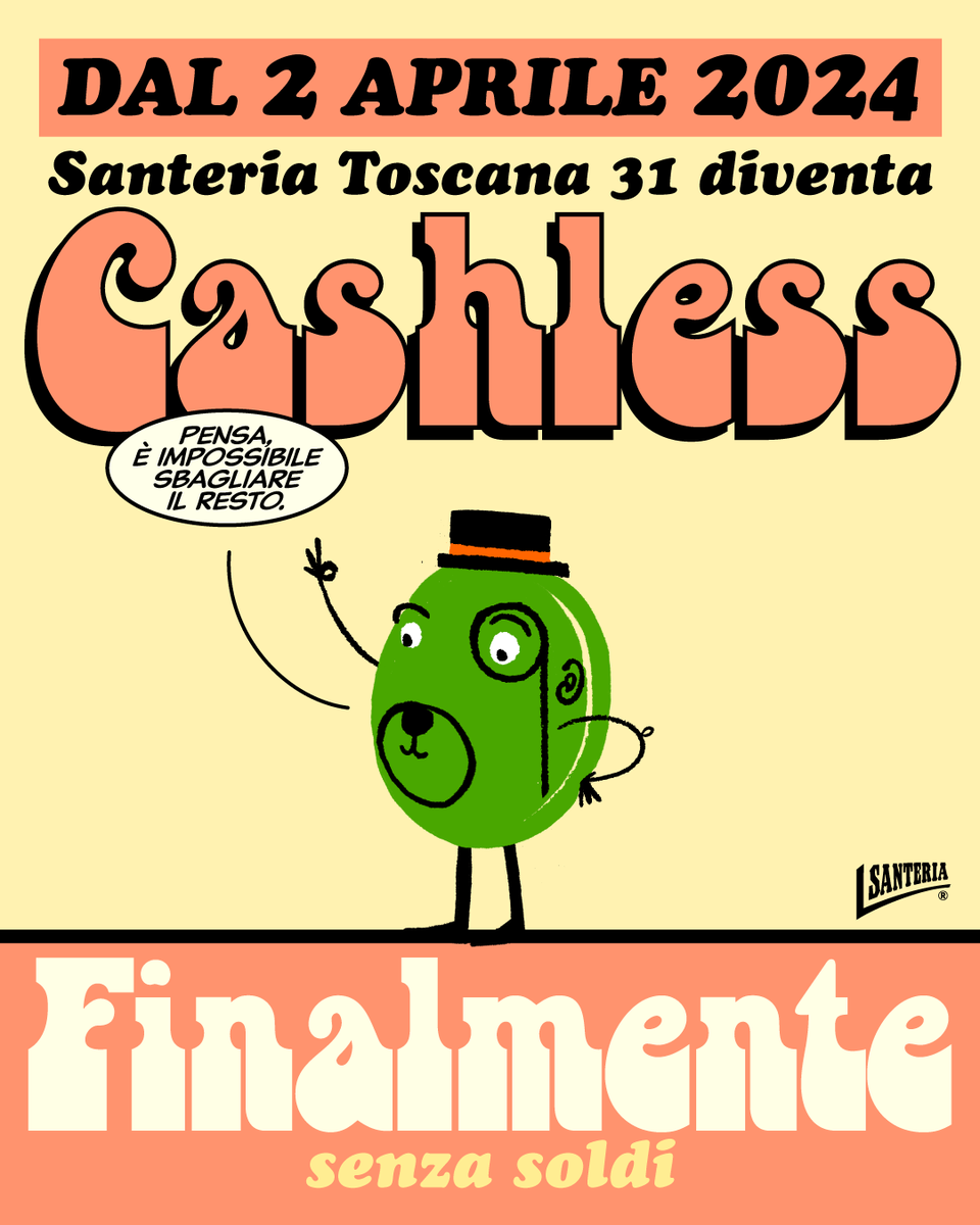 Da oggi Santeria Toscana 31 diventa #cashless! Grazie per essere sempre al passo con noi💳✨
