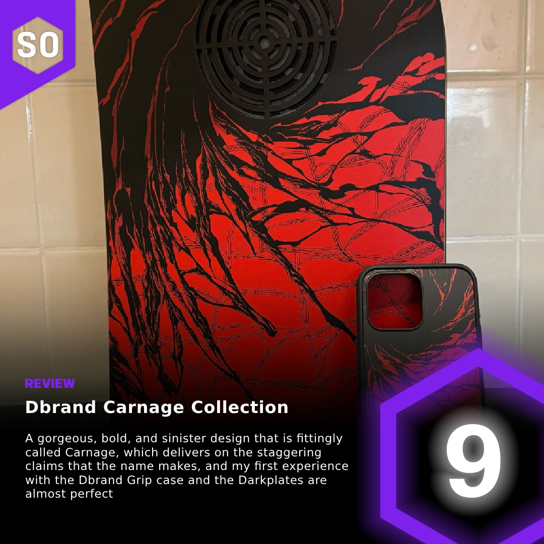 The Dbrand Carnage line of skins is as beautiful as it is sinister, delivering a bold design paired with some incredibly premium-feeling cases and PS5 plates. @dbrand